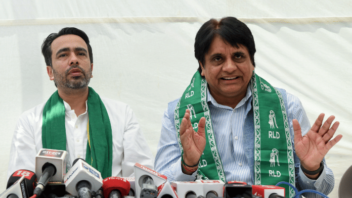 After his switch from BSP, Malook Nagar (right) has been assigned task of cornering Gurjar votes in favour of Rashtriya Lok Dal and its chief Jayant Chaudhary (left) | ANI File Photo