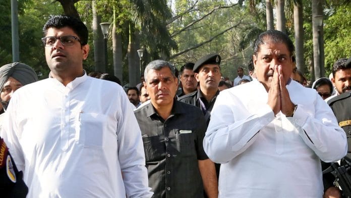 File photo of Dushyant and Ajay Chautala | ANI