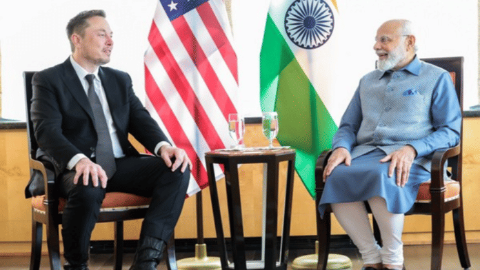 Prime Minister Narendra Modi with Tesla CEO Elon Musk in the US during his state visit in 2023 | X/@MEA via ANI