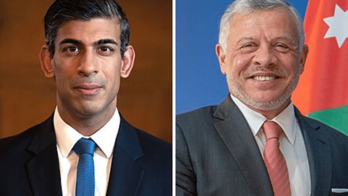 UK PM Rishi Sunak and King Abdullah II of Jordan | File Photo | Wikipedia Commons