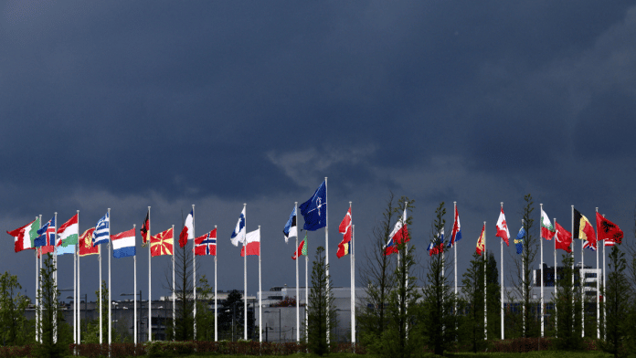 National flags of the Alliance's members flutter at the NATO headquarters in Brussels, Belgium, 17 April, 2024 | File Photo | Reuters/Yves Herman