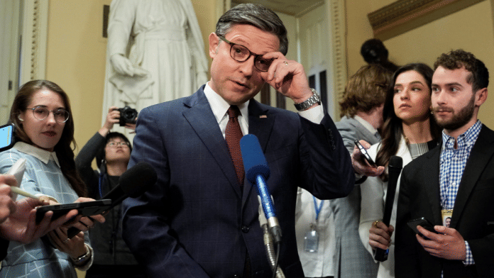 House Speaker Mike Johnson speaks to members of the media at the Capitol building, 20 April, 2024 | Reuters/Ken Cedeno