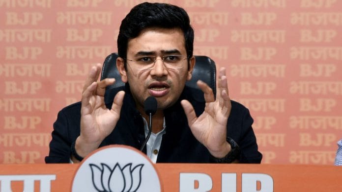 Tejasvi Surya at BJP headquarters in New Delhi | File Photo | ANI