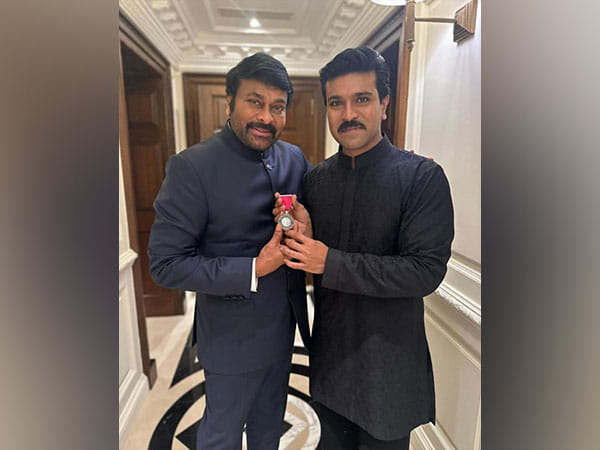 Proud son Ram Charan strikes pose with father Chiranjeevi's Padma Vibhushan