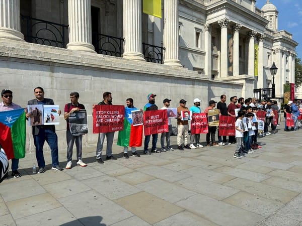 Baloch community organises protest in UK condemning Pakistan Army's atrocities in Balochistan