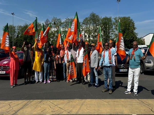 Overseas Friends of BJP France organise 'NRI4Namo' Paris Car Rally to support PM Modi's re-election campaign 