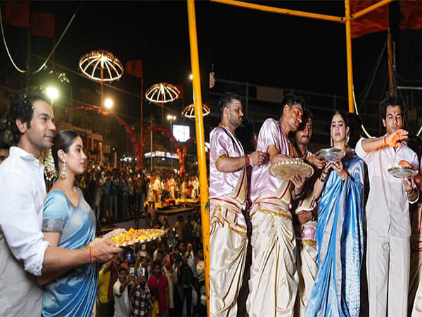 RajKummar Rao, Janhvi Kapoor perform Ganga Arti in Varanasi amid Mr and Mrs Mahi's promotions 