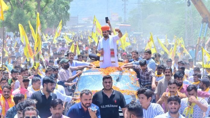 File photo: Ravindra Singh Bhati during one of his roadshows | X: @RavindraBhati__