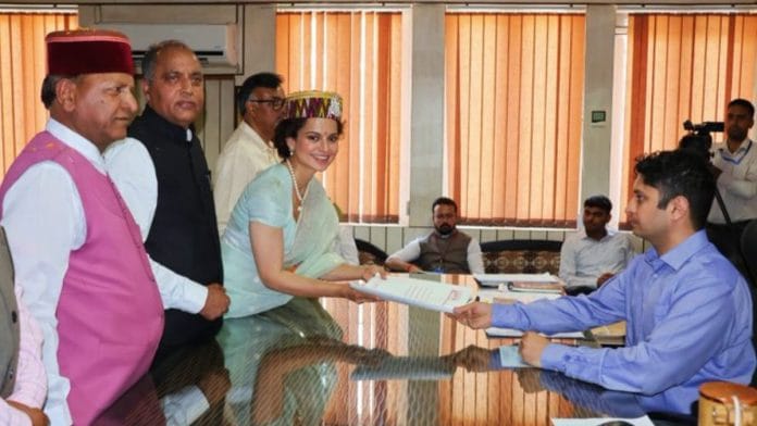 Kangana Ranaut filing her nomination papers from the Mandi Lok Sabha seat in Himachal Pradesh | Photo: ‘X’ @KanganaTeam