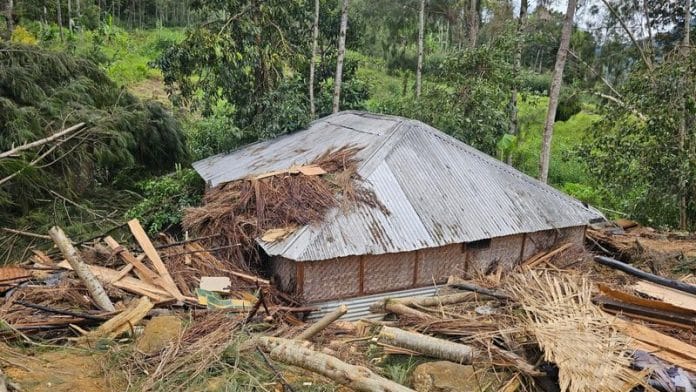 View of the damage after a landslide in Maip Mulitaka, Enga province, Papua New Guinea May 24, 2024 in this obtained image. Emmanuel Eralia via REUTERS