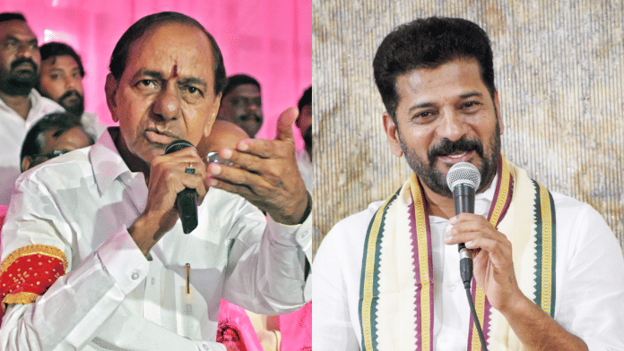 BRS Chief K Chandrashekar Rao (left) and Telangana CM Revanth Reddy (right) | File Photos | ANI
