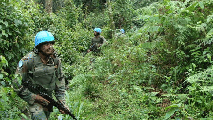 Representational image of Indian soldiers patrol under UN mission in Congo, Africa | Commons