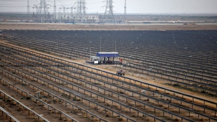 A general view of installed solar panels at the Khavda Renewable Energy Park of Adani Green Energy Ltd (AGEL), in Khavda, India |File Photo | Reuters/Amit Dave