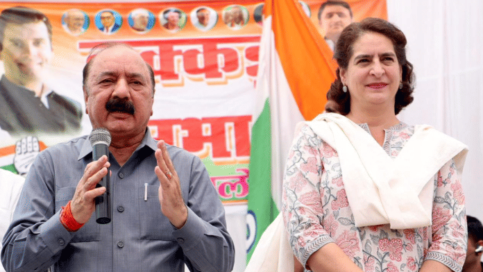 Congress's Amethi candidate Kishori Lal Sharma with party general secretary Priyanka Gandhi Vadra
