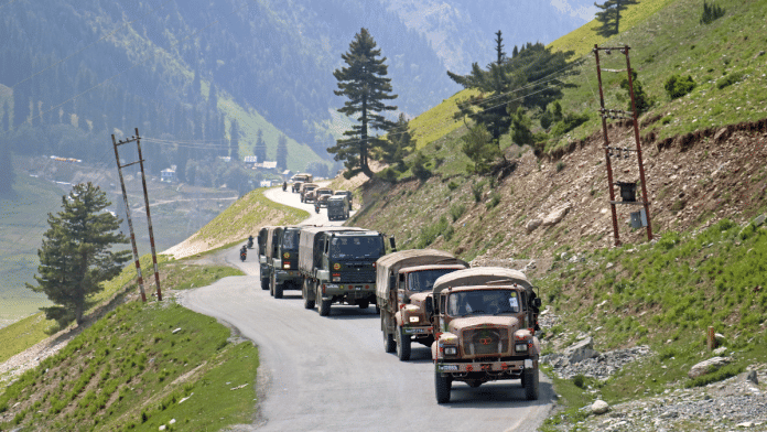 Army convoy for representation near Sonamarg in Jammu and Kashmir's Ganderbal district | ANI