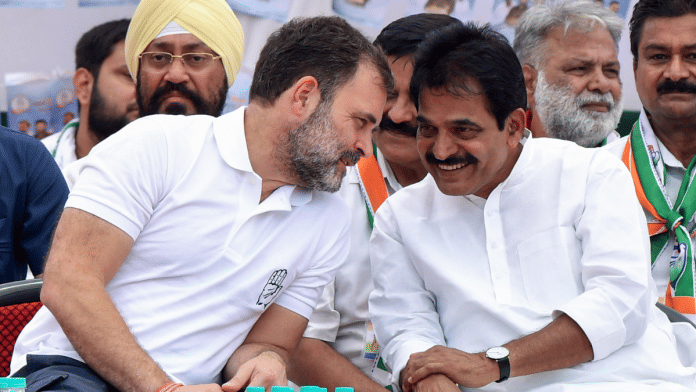 File photo of Congress leader KC Venugopal with Rahul Gandhi | ANI