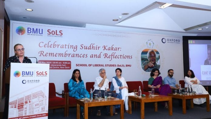 Katharina Poggendorf-Kakar, psychoanalyst, writer and wife of Sudhir Kakar speaks at the event | Credits: School of Liberal Studies, BMS Munjal University