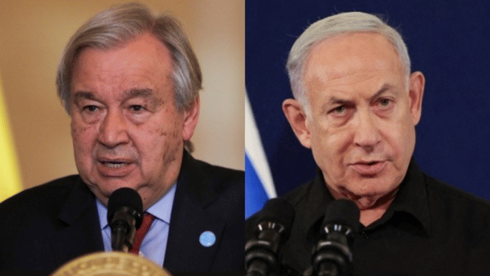 UN Secretary-General File photo of Antonio Guterres and Israel Prime Minister Benjamin Netanyahu via Reuters