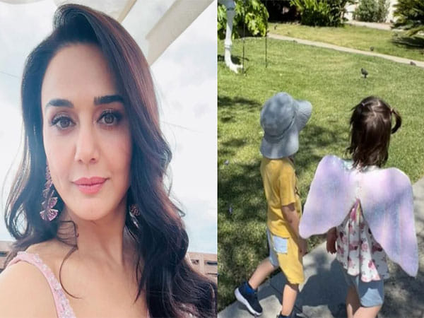 Preity Zinta drops cute pic of twin kids Gia and Jai as they enjoy 'morning walks'