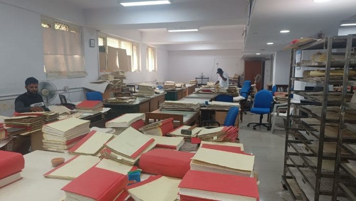 Old archival records at the National Archives of India, Delhi | Photo: Krishan Murari | ThePrint