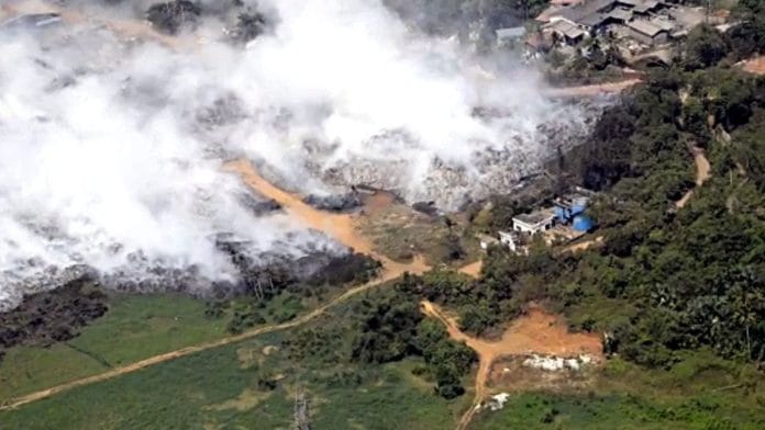 File photo of the fire that broke out at the Brahmapuram waste plant in Kochi in March 2023 | ANI