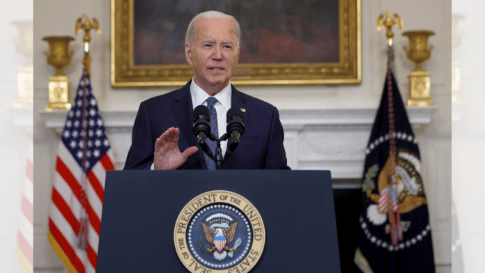 U.S. President Joe Biden delivers remarks on the Middle East in the State Dining room at the White House in Washington, U.S., May 31, 2024. REUTERS/Evelyn Hockstein