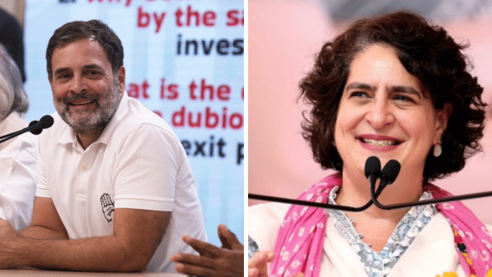 Congress leaders Rahul Gandhi and Priyanka Gandhi | File Photos | Credit: Manisha Mondal/ThePrint and ANI