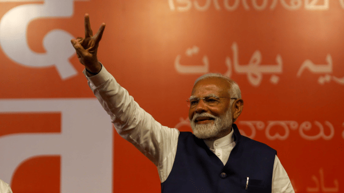 Narendra Modi at BJP headquarters on 4 June | Suraj Singh Bisht