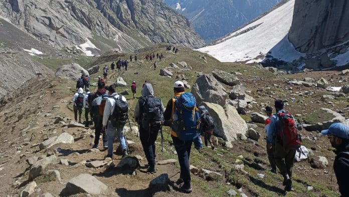 The group of 120 people on a trek to Hampta Pass