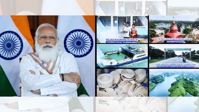 Representational image of Prime Minister Narendra Modi inaugurating the ‘Maitri Setu’ between India & Bangladesh in New Delhi on 9 March, 2021 | Credit: ANI