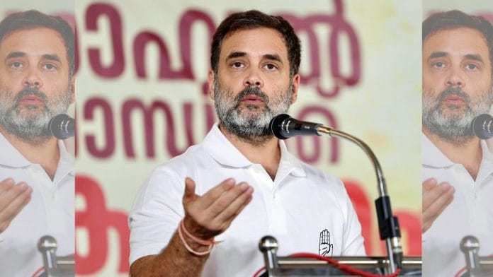 Congress leader Rahul Gandhi addresses a public meeting, in Malappuram on Wednesday | ANI Photo