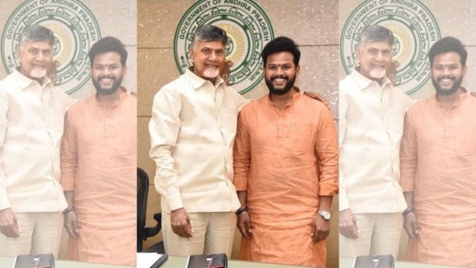K Ram Mohan Naidu with TDP chief Chandrababu Naidu | By special arrangement