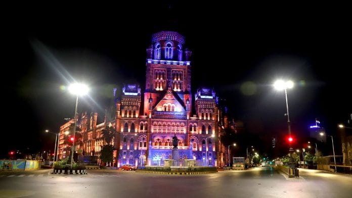 An illuminated view of Municipal Corporation Building (BMC Headquarters), in Mumbai | ANI fole photo