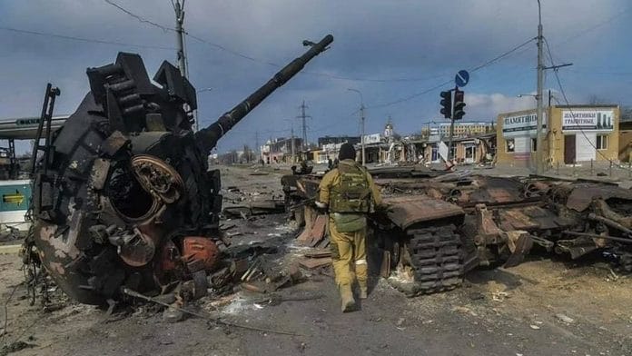 Remains of Russian tanks in Ukraine
