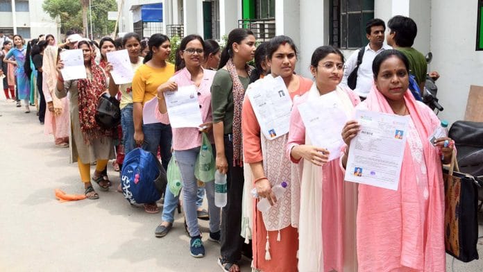 Aspirants in queue at exam centre to appear for UGC-NET in Patna | Representational image | ANI