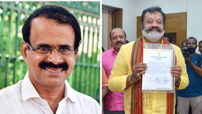 George Kurian (Left) and Suresh Gopi BJP Lok Sabha MP from Kerala | Facebook/PTI