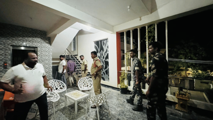 Police personnel at the house of BJP Medak district president Gaddam Srinivas | Credit: X/@GaddamSrinuBJP