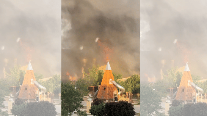 A view shows plumes of smoke rising, in Derbent, Russia, June 23, 2024, in this still image obtained from a video. Video obtained by Reuters | Reuters | File Photo