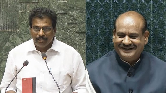 Congress MP Kodikunnil Suresh and BJP's MP Om Birla | File Photos: PTI/ANI