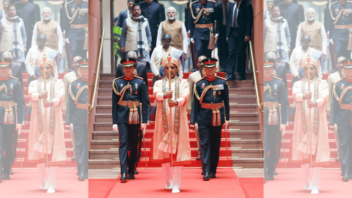 File photo of sengol being brought to Parliament building | ANI