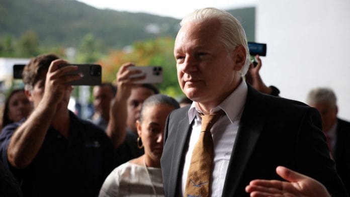 WikiLeaks founder Julian Assange arrives at a United States District Court in Saipan, Northern Mariana Islands, U.S., June 26, 2024 | Reuters