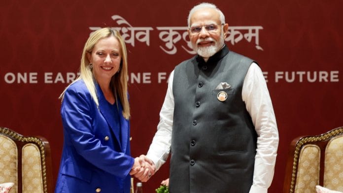 Prime Minister Narendra Modi with talian PM Giorgia Meloni | ANI file photo