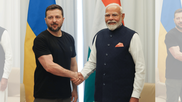 File photo of PM Modi with Ukrainian President Zelenskyy on the sidelines of the G7 summit in Italy in June | X/@PMO India