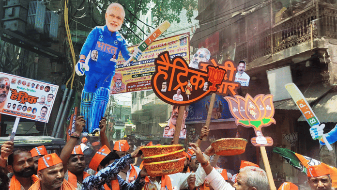 Supporters of BJP celebrate PM Modi's win from the Varanasi constituency | Photo ANI