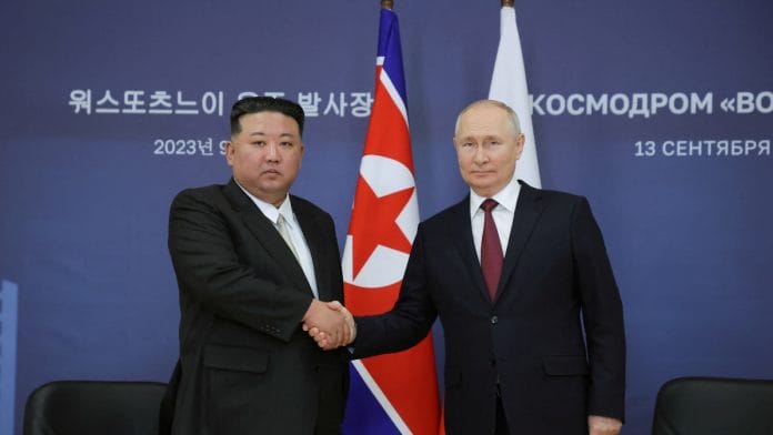 Russia's President Vladimir Putin and North Korea's leader Kim Jong Un attend a meeting at the Vostochny ?osmodrome in the far eastern Amur region, Russia, September 13, 2023 in this image released by North Korea's Korean Central News Agency | vua Reuters