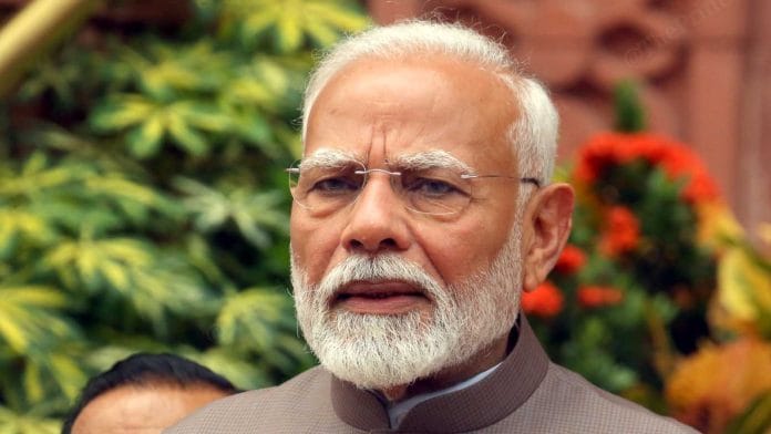 Prime Minister Narendra Modi attends the monsoon session in Parliament on Monday | Praveen Jain/ThePrint