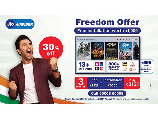 Jio announces 30% discount 'freedom offer' for new Airfiber users