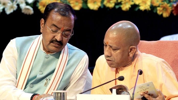 File photo of UP Dy CM Keshav Prasad Maurya (L) and CM Yogi Adityanath (R) | ANI