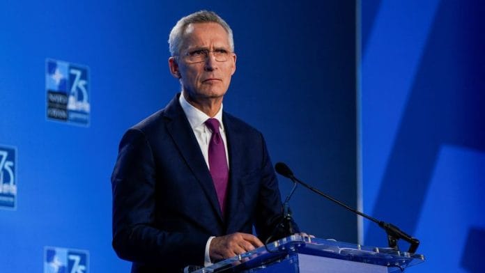 NATO Secretary General Jens Stoltenberg holds a press conference, during NATO's 75th anniversary summit in Washington, U.S., July 11, 2024. REUTERS/Elizabeth Frantz/ File Photo