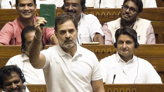 Congress MP Rahul Gandhi speaking in the Lok Sabha Monday | PTI